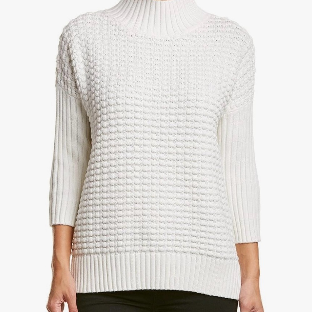 Mozart Popcorn High Neck White Sweater